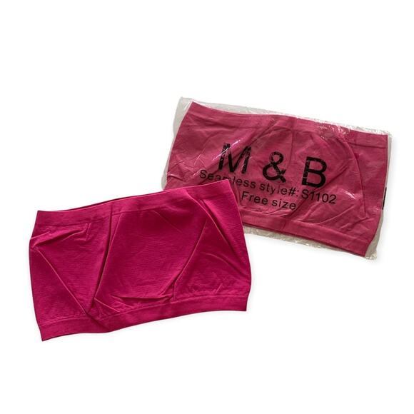 Boutique | Ziva Hot Pink Seamless Bandeau Bralette Two Piece Bundle OS - Picture 1 of 7